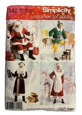 Christmas Costume for Adult Santa Elf Mrs Claus Simplicity Pattern 2542 Sz L-XL