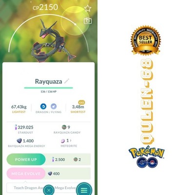 PoKéMon Go -  Shiny Rayquaza Sz XXS have Meteorite -  P''T C- available