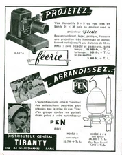 Publicité ancienne projecteur Kafta Tiranty issue de magazine 1954