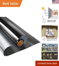 Elegant Black-Silver Static Cling Window Film - 17.5'' x 6.5'' for Home & Office