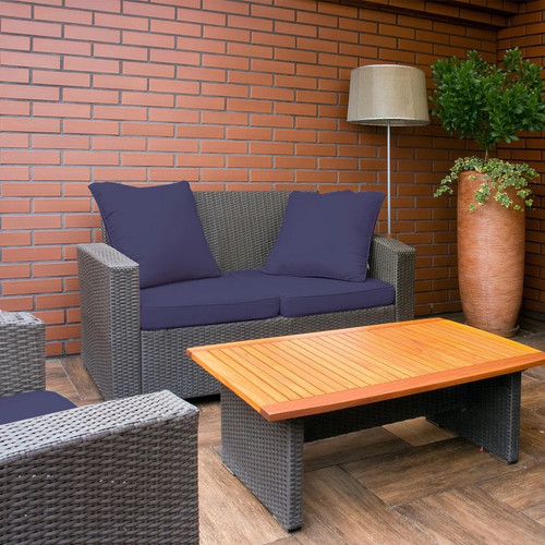 Juego de 4 fundas de cojín de asiento de patio exterior azul impermeable 24x24x4 con cremallera - Imagen 2 de 9