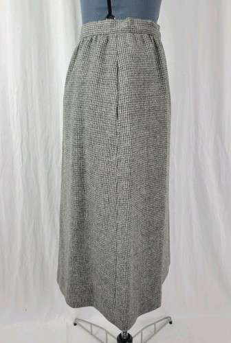 Vintage TWCC Grey Toned Herringbone Plaid Wool Skirt w Lining Size 12 - Picture 11 of 17