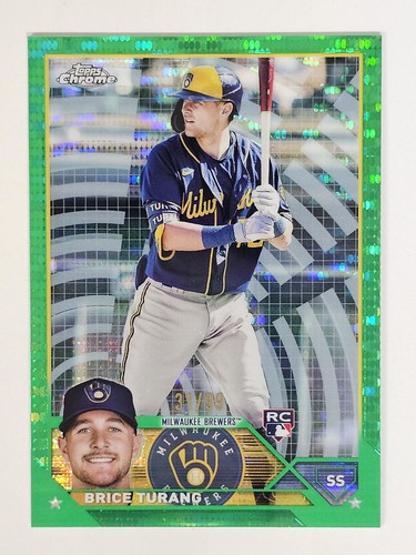 2023 Topps Chrome Brice Turang #170 Green Sonar Refractor 31/99 RC - Picture 1 of 2