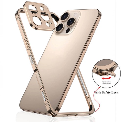 Funda con Marco para iPhone 16 Pro Max 15 14 Metal Antigolpes Amortiguador Teléfono Cubierta - Imagen 3 de 15