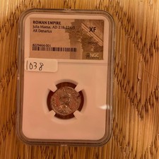 Roman Empire Denarius Silver Coin Julia Maesa NGC Certified XF / 73