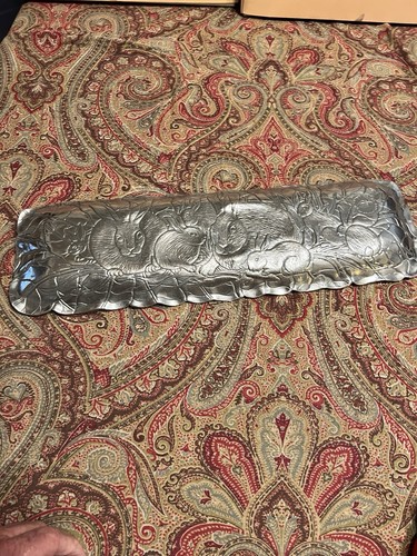 Arthur Court Vassoio da portata oblungo 18” coniglietto alluminio metallo coniglietto coniglietto PASQUA - Foto 8 di 9