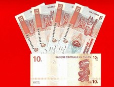 5x CONGO 10 FRANCS 2003 UNC