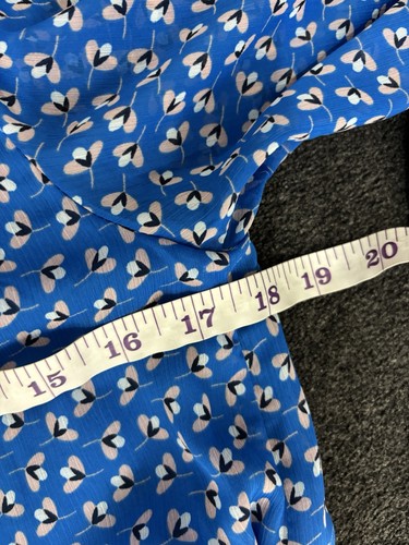 Boden Dress Women Size 10 Blue Pink Floral Chiffon Long Sleeve Knee Length Sheer - Picture 8 of 12