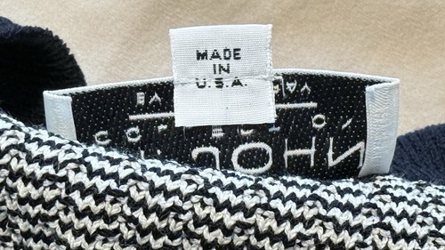 Giacca maglia donna St. John bianca e nera full zip chiusura a levetta oro taglia 6 - Foto 10 di 10