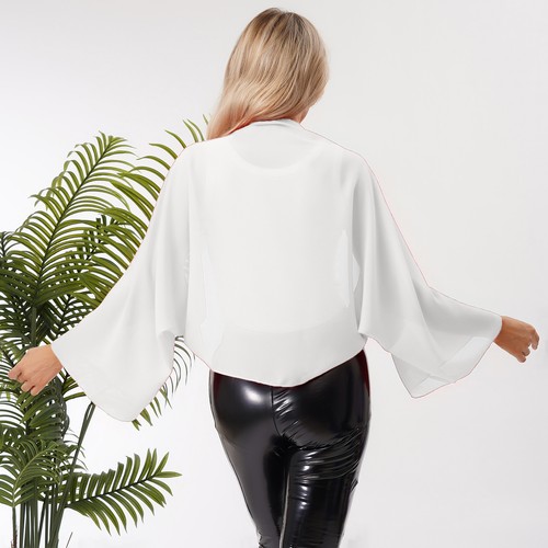 Damen Achselzucken Strand Umhänge Cover Up Tops Capes Schal Party weiche Schals Chiffon - Bild 13 von 172