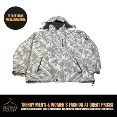 Zero Xposure Snow Jacket Mens Medium Sherpa Lined White Gray RETRO DESIGN