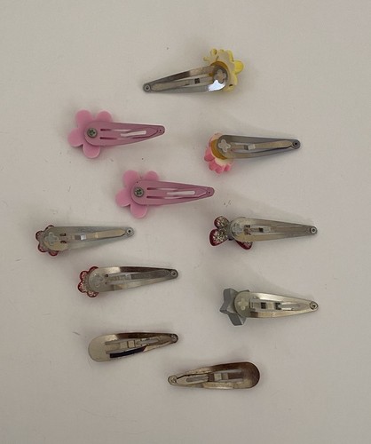 VTG Girls Y2K ~ Cute Glitter Flower Themed Snap Clip Barrette Hair Accessory Lot - Picture 3 of 4