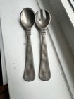 IHI India Hammered Aluminum Silver Metal Salad Fork and Spoon Set VGC
