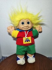 Russ Berrie Troll Kidz 12 Soft Body Troll Doll Yellow Hair Blue Eyes Vintage