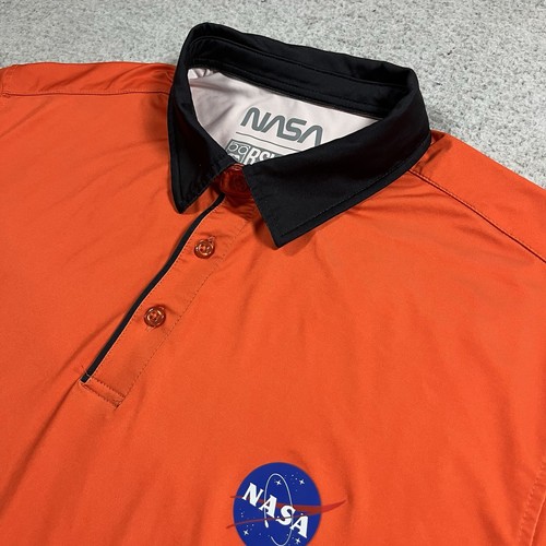 RSVLTS Poloshirt Herren Large Orange NASA Space Performance Stretch Golf - Bild 4 von 10