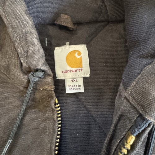 Vintage Carhartt Canvas Jacke Herren 4XL dunkelbraun Kapuze Reißverschluss Mantel DKB - Bild 3 von 8
