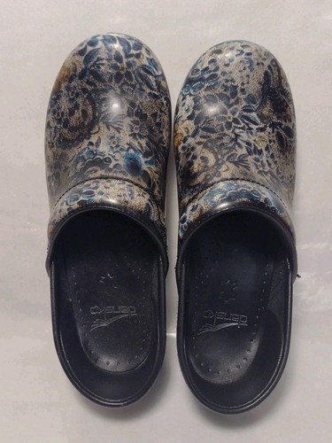 Scarpa zoccoli professionali Dansko taglia 36 = 5,5/6 US donna blu/grigio floreale - Foto 4 di 14
