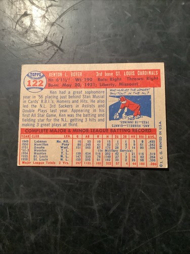 Ken Boyer - St. Louis Cardinals 2 Karten Lot Rookie 1955 #125 & 1957 #122 Vintage! - Bild 14 von 17