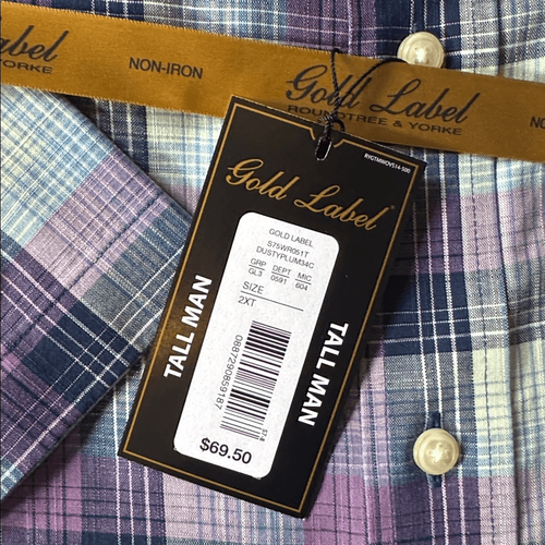 Roundtree & Yorke Gold Label kariertes kurzärmliges geknöpftes Hemd bügelfrei 2XT neu mit Etikett - Bild 6 von 9