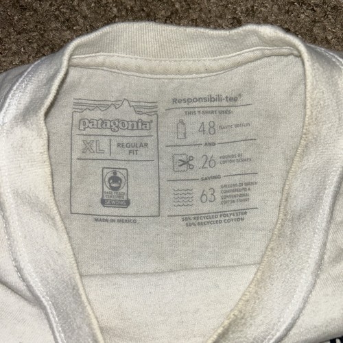 Patagonia Shirt Mens XL White Long Sleeve Tee Regular Fit - Foto 6 di 10