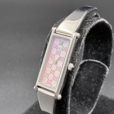 Gucci 1500L Gold GG pattern Pink 1P Diamond shell dial Women's Quartz Watch