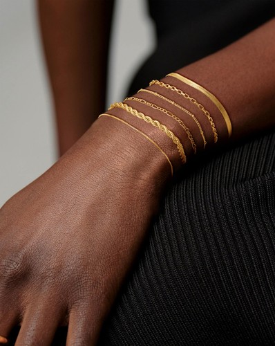 Gold Bracelets for Women, 14k Gold Plated Dainty Stackable Chain Bracelet for Wo - Picture 3 of 7