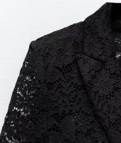 ZARA NEW WOMAN FLORAL LACE BLAZER JACKET BLACK size L Ref 8036/593 - Picture 4 of 8