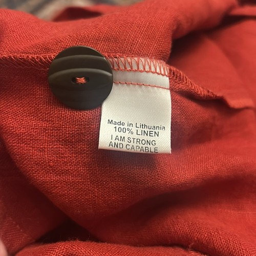 FLAX  Women’s Jacket brick orange Red Linen tunic size medium - Picture 3 of 4