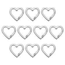 10 Pcs Heart Keychain Clip Heart Key Ring Snap Hook Clip Silver
