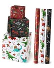  Christmas Kids Wrapping Paper - 3 Rolls 17" x 120" Kids Christmas Dinosaur