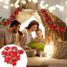 3 PCS Door Wreath with Lights Garland Red Flowers Artificial for Decoration