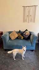 Chesterfield Style Small Sofa 2 Seater, Blue Taupe Turquoise