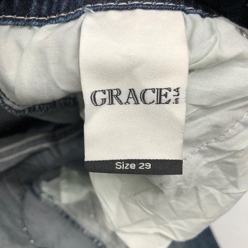 Pantalones de mezclilla Grace in LA para mujer 29 azules corte fácil corte boot embellecidos estrás - Imagen 5 de 12