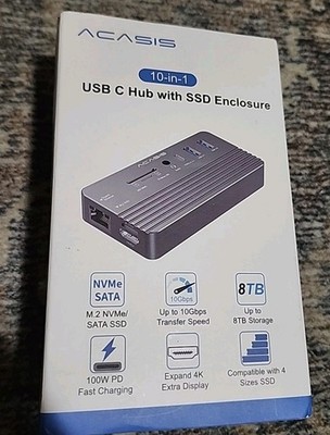 ACASIS USB C Hub 10-in-1 Docking Station with NVMe M.2 SSD & SATA SSD Enclosure