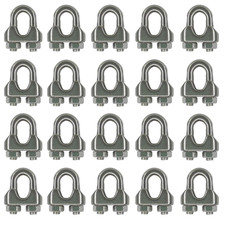 20PCS 3/16 to 1/4 Inches M5 Stainless Steel Wire Rope Cable Clip Clamp
