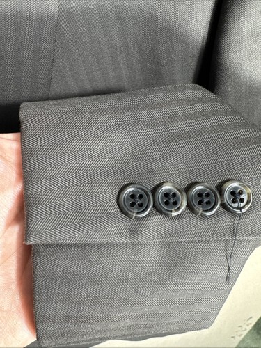 JOS A BANK 46R Dark Taupe Brown 2 Piece SUIT Herringbone 40x28 Two Button Wool - Picture 3 of 18
