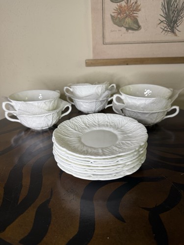 Set di 6 zuppiere e piattini vintage Coalport Wedgwood Countryware crema piatta - Foto 6 di 6