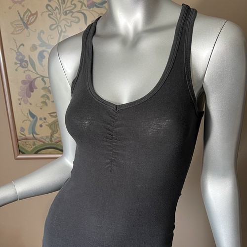 Active Basic Women’s SMALL Black Racer Back Tank Top Scoop V Neck Cotton Blend - Picture 4 of 11