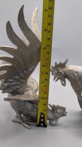 Vintage Pair of Silver Plated Bird Sculptures Fighting Roosters - Italy  - Picture 16 of 19