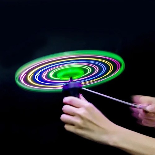 Juguete volador de cuerda de empuje manual luz LED flash juguete volador niños - Imagen 5 de 7