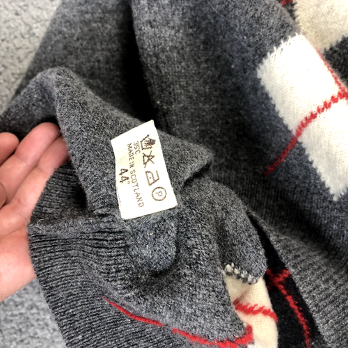 The Scotch House Mens Wool Argyle Sweater Size 44 gray Crew Neck Scotland Preppy - Picture 6 of 14