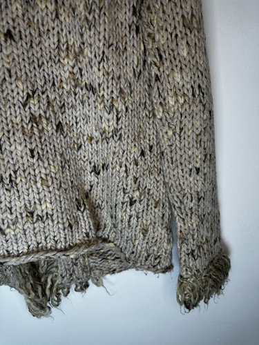 Vintage Y2K Next Chunky Knit Wool Blend Hooded Marle Fringe Boho Cardigan - Picture 9 of 11