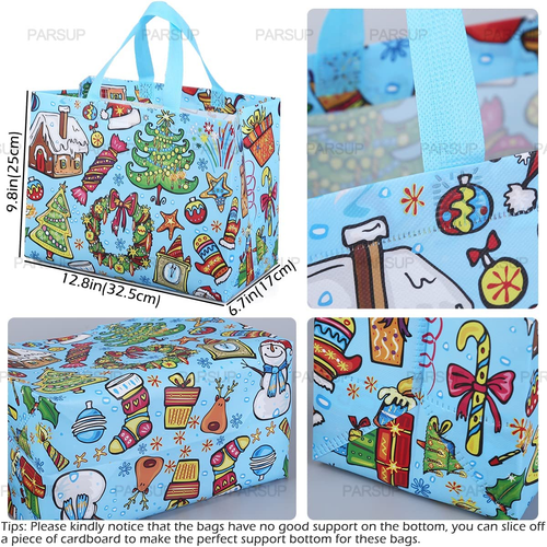 Christmas Tote Bags Multifunctional 8pc with Handles-Non-Woven Gift & Treat Bags - Picture 3 of 13