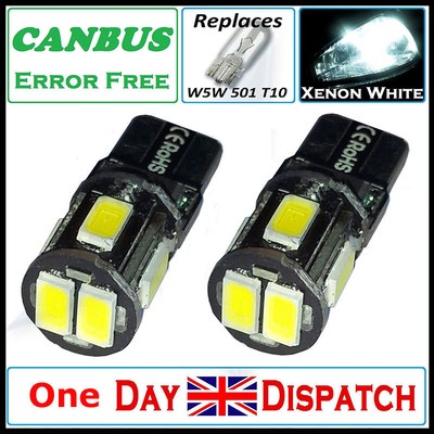 2PCS T10 501 W5W Voiture DEL SMD SANS ERREUR CANBUS XENON WHITE Side Light Bulbs Lamp