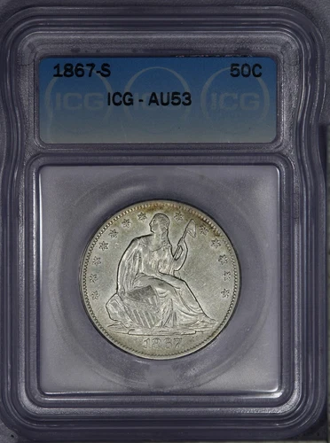 1867-S Seated Liberty Half Dollar 50c ICG AU53