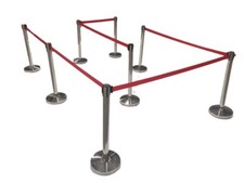 (8) Pack of Retractable Crowd Control Barrier Posts with Black or Red 6'6" Strap