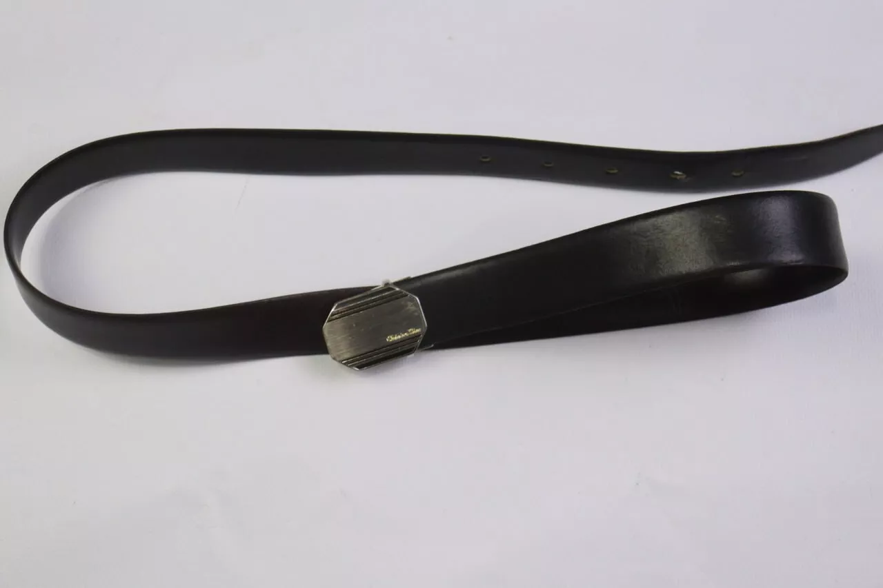 CHRISTIAN DIOR Vintage Robe Ceinture Noir Cuir Massif Geniune Boucle Club Chasse