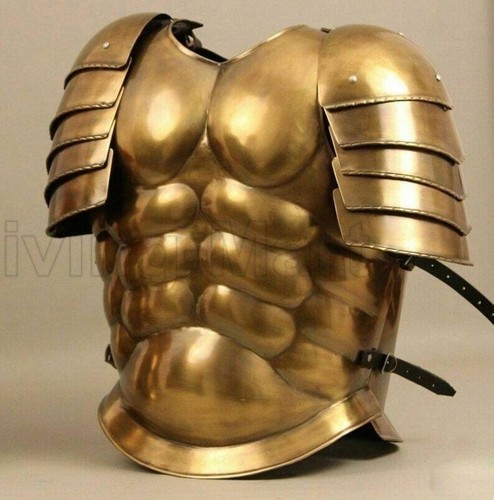 Muscle Jacket Spartan Helmet Armor Suit Brass Medieval Greek Halloween Costumes - Picture 2 of 6