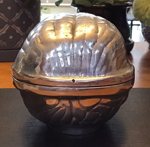 Vintage Pewter Walnut Shaped Covered Nut Bowl Candy Dish Trinket Mexico - Picture 3 of 15