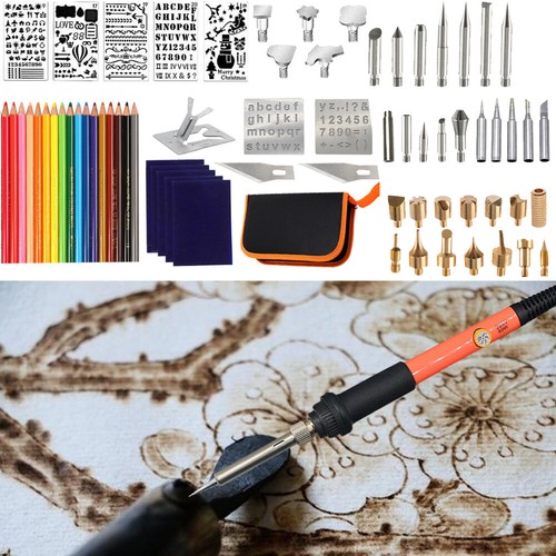 60W Holz Brennstift Werkzeug Löten Schweißen Schablone Eisen Pyrographie Kit Handwerk - Bild 1 von 12